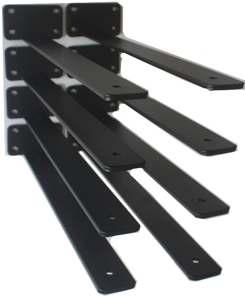 8 Pack - 16 inch Black Hidden Invisible L Shelves Brackets(1/5 Inch Thicked), Floating Hidden Shelf Brackets Heavy Duty Shelf Brackets Industrial L Shelf Bracket Iron Shelf Brackets