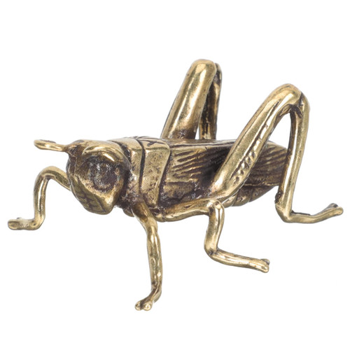 Gadpiparty Vintage Decor Brass Cricket Figurine Feng Shui Brass Statue Lucky Cricket Fengshui Wealth Sculpture Animal Craft Collectible Figure Ornament for Home Desktop Office Golden Tea Party Favors