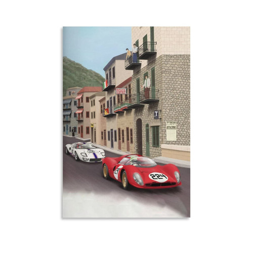 ToMart Car Poster Vintage Racing Poster Canvas Canvas Painting Wall Art Poster for Bedroom Living Room Decor 08x12inch(20x30cm) Unframe-style