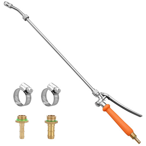 All Metal 29 Inches Sprayer Wand,1/4" & 3/8" Brass Barb Sprayer Wand Replacement, Stainless Steel Sprayer Wand with Shut off Valve & 2 Hose Clamps