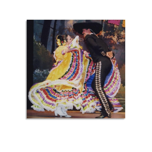 Mexican Folk Dancer Mexican Wall Art Poster Canvas Painting Art Deco Room Aesthetic Poster (9) Canvas Painting Posters And Prints Wall Art Pictures for Living Room Bedroom Decor 12x12inch(30x30cm) Un