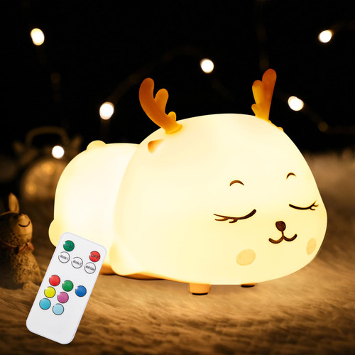 CHWARES Night Light for Kids, Milu Deer Nursery Night Lights with Remote, 7 Color Table Lamp, Room Decor, USB Rechargeable, Cute LED Multicolor Gifts for Baby, Children, Toddlers, Teen Girls