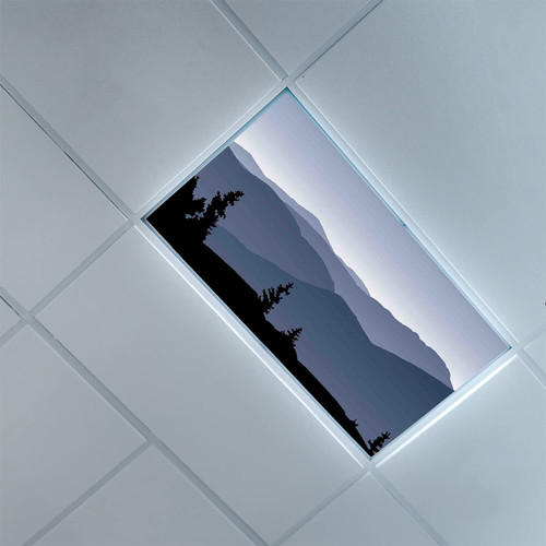 Fluorescent Light Covers for Classroom Office-Natural Landscape Pattern-Light Filters Ceiling LED Ceiling Light Covers-Office & Classroom Decorations,Blue Grey and Black