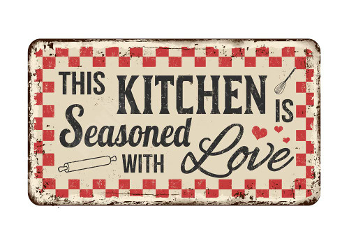 Kexle This Kitchen is Seasoned with Love Metal Tin Sign Retro Vintage Sign for Home and Bar Wall Decor 6x12 Inches Kexle This Kitchen is Seasoned with Love Metal Tin Sign Retro Vintage Sign for Home and Bar Wall Decor 6x12 Inches