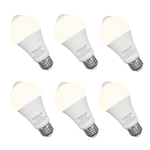 GshionLyfe Motion Sensor Light Bulbs, Dusk to Dawn Motion Activated Light Bulb 8W 800LM (60W Equivalent) 3000K Soft White, A19 E26/E27 UL Listed Auto On/Off Motion LED Bulb for Indoor Outdoor Lighting