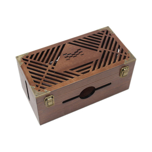 zenglingliang Cable Management Box Pine Hollow Cable Management Box Wooden Cable Storage Box Organizer to Hide Wires&Power Strips Cable Organizer for Home Office Cord Box