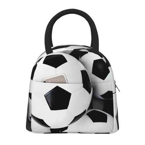 Dehiwi Soccer Ball Lunch Bag For Women Men Reusable Insulated Lunch Box Portable Cooler Tote Bag For Work Picnic Travel
