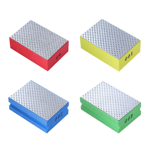 Diamond Hand Polishing Pads, 4pcs/Set Diamond Sanding Pads, Reusable Marble Tile Polishing Pad for Ceramic Tile Glass Grinding Trimming 60#,100#,200#,400#(Silver Side)