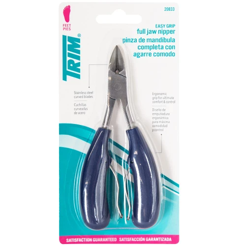 TRIM Easy Grip Cuticle Trimmer - Full Jaw Nipper and Trimmer, Non-Slip Cuticle Nipper Stainless Steel Cutter Fingernails and Toenails