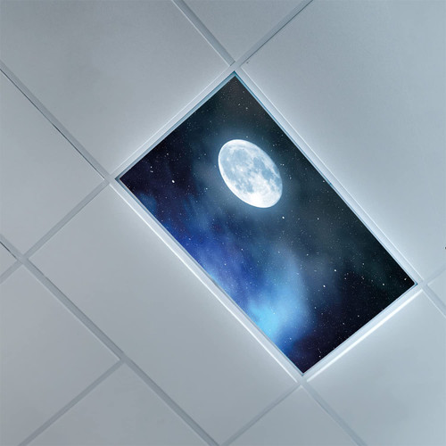 Fluorescent Light Covers for Ceiling Light Diffuser Panels-Moon Pattern-Light Filters Ceiling LED Ceiling Light Covers-2ft x 4ft Drop Ceiling Fluorescent Decorative,White Black Blue