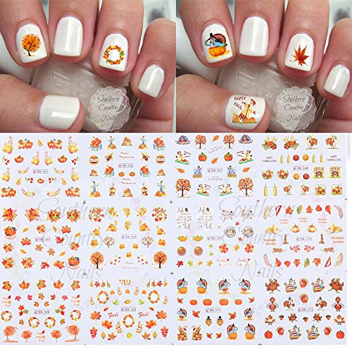 Cute Thanksgiving Fall Theme Nail Art Decals 12 Pack Cute Thanksgiving Fall Theme Nail Art Decals 12 Pack