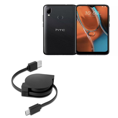 BoxWave Cable Compatible with HTC Wildfire E2 - miniSync - USB-A to USB Type-C, Retractable Cable - USB-A to USB Type-C for HTC Wildfire E2