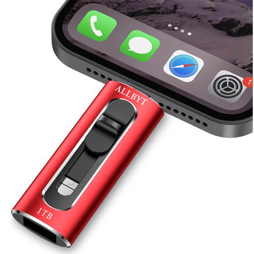 ALLBYT iPhone Flash Drive 1TB iPhone Memory Stick, USB 3.0 iPhoto Stick Thumb Drive External Storage iPhone Flash Drive Compatible with iPhone and iPad,Android and Computers -Red ALLBYT iPhone Flash Drive 1TB iPhone Memory Stick, USB 3.0 iPhoto Stick Thumb Drive External Storage iPhone Flash Drive Compatible with iPhone and iPad,Android and Computers -Red