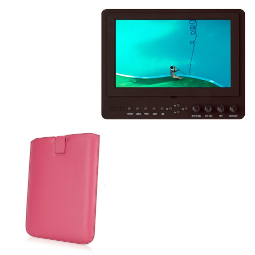 BoxWave Case Compatible with Delvcam DELV-SDI-7 (Case by BoxWave) - Designio Leather Pouch, Padded Genuine Leather Pocket Sleeve Pouch for Delvcam DELV-SDI-7, Delvcam DELV-SDI-7, DELV-WFORM-7 - Coral