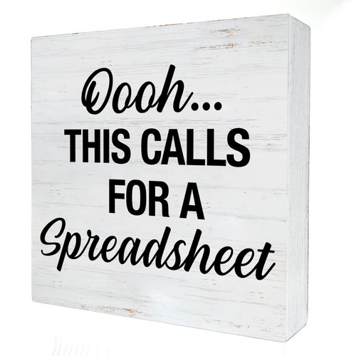 This Called for a Spreadsheet Wood Box Sign Decor Office Wooden Box Signs with Sayings Desk Decoration Home Shelf Decor Sign (5 x 5 Inches)