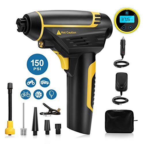 Portable Air Compressor Pump for Car Tire,DC 12V Car Air Compressor Tire Inflator, 150 PSI Tire Pump with Preset Tire Pressure, LED Light, Digital Air Pump for Car Tires, Bicycle and Other Inflatables Portable Air Compressor Pump for Car Tire,DC 12V Car Air Compressor Tire Inflator, 150 PSI Tire Pump with Preset Tire Pressure, LED Light, Digital Air Pump for Car Tires, Bicycle and Other Inflatables