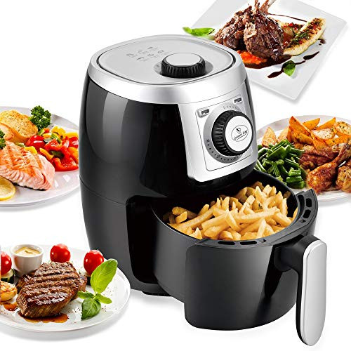 Culinary Edge 2.1QT Compact Electric Small Air Fryer + Oven Cooker, Nonstick Fry Basket, Dishwasher Safe, Auto Shut Off Feature - Black