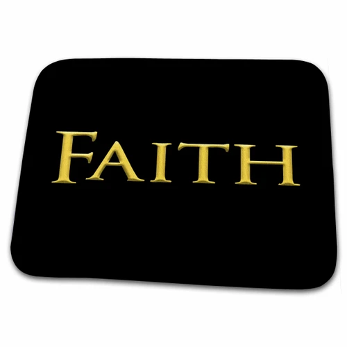 3dRose Faith common girl name in the USA. Yellow on black talisman - Dish Drying Mats (ddm-344427-1)