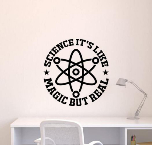 Science It's Like Magic But Real Wall Decal Vinyl Sticker Scientist Sign Office Math Steam Lab Classroom Wall Decor Peel and Stick Decals Education Quote School Wall Art Stem Stencil Science Decor Mural Removable Poster 1396