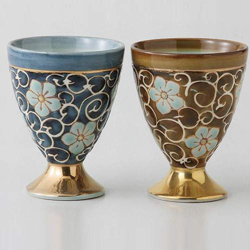 Saikai Pottery Arabesque and Bellflower Pair Wine Cups 55749 from Japan