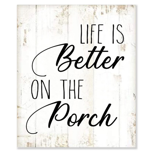 Alioyoit Wood Hanging Plaque Wooden Pallet Sign Life is Better On The Porch Rustic White Wood Sign with Saying Vintage Wall Hanging Art Classic Home Decor for Farmhouse Porch Wall Decor