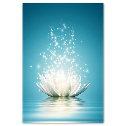 LZIMU Zen Wall Art White Lotus Flower Bloom in Water Picture Prints Wall Decor Framed Teal Blue Painting for Yoga Spa Meditation Spiritual Room Decor (12x18in (30x45cm), Zen Artwork-2)