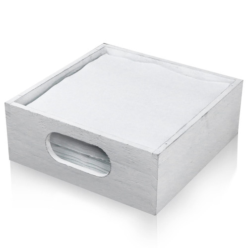 SLLPL Rustic Wooden Napkin Holder - Napkin Holder for Tables and Countertop, Farmhouse Dining Table Napkin Holders, Paper Napkin Storage Dispenser for Kitchen, Restaurant, Coffee Shop, White