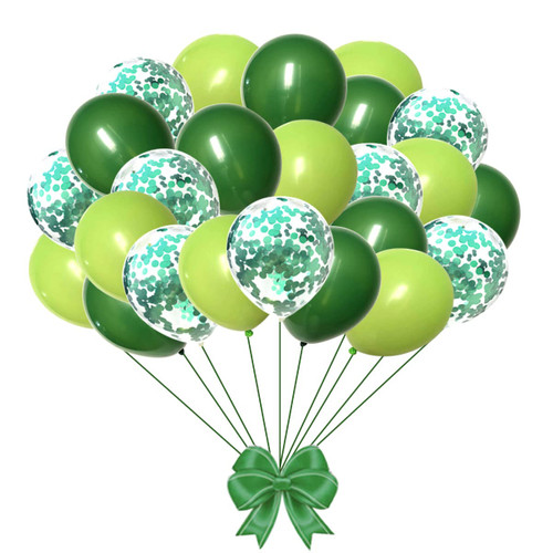 AULE Dark Green Light Green Balloons and Confetti Balloons 12 inches 60 Pack Helium Latex Balloon with Green Ribbon