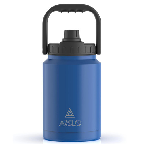 Arslo large Insulated Water Jug With Handle, Half Gallon Insulated Water Bottle, Half Gallon Stainless Steel Water Jug, Dark Blue, 64 oz Arslo large Insulated Water Jug With Handle, Half Gallon Insulated Water Bottle, Half Gallon Stainless Steel Water Jug, Dark Blue, 64 oz