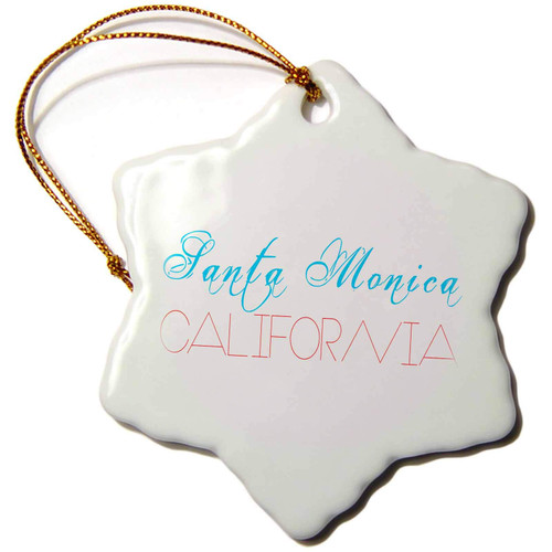 3dRose American Beaches - Santa Monica Beach, California, Blue, red,... - Ornaments (orn-271597-1)