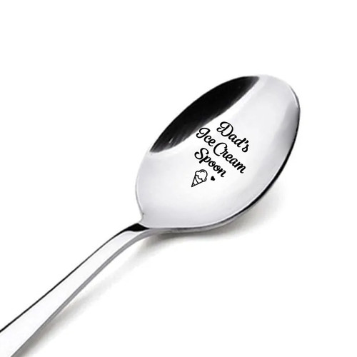 ZBBFSCSB Dad's Ice Cream Spoon Funny Engraved Spoon with Gift Box, Funny Spoon Gift Gift for Dad Grandpa, Ice Cream Lovers Gifts for Dad Grandpa, Birthday Valentine Father's Day Gift for Dad