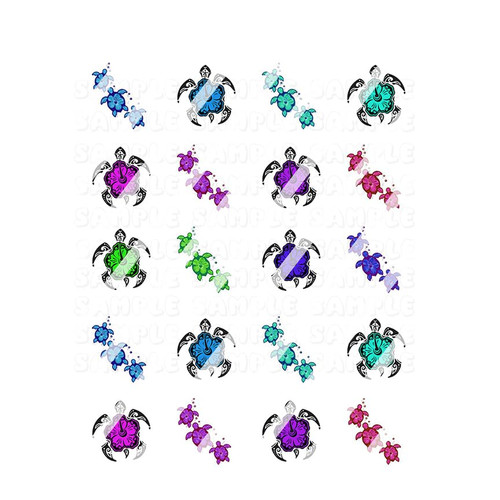 Sea Turtles Family Nail Art Decals - Waterslide Decals - Design #ST108 Sea Turtles Family Nail Art Decals - Waterslide Decals - Design #ST108