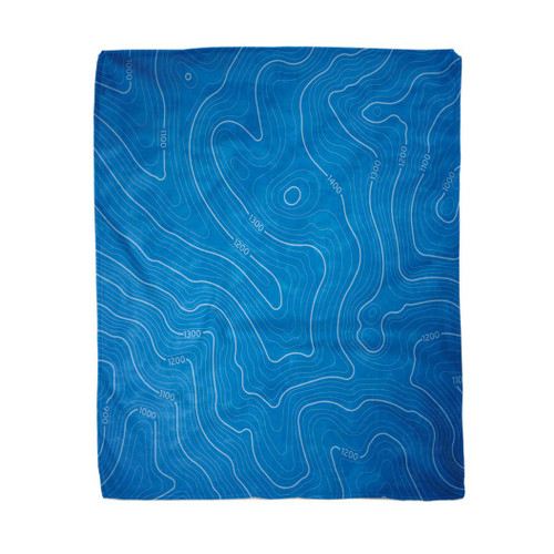 rouihot 60x80 Inches Flannel Throw Blanket Map Blue Topographic Pattern Isolines Ocean Topography Water Chart Home Decorative Warm Cozy Soft Blanket for Couch Sofa Bed