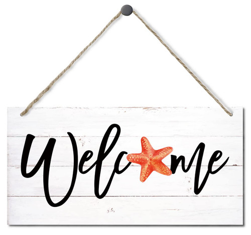 Welcome Decor Sign, Hanging Wood Sign Home Decorative, Printed Wood Wall Art Sign, Starfish Welcome Sign, Welcome Sign for Farmhouse Porch Wall, Rustic Front Door Decor, Hostel Decor 12 * 6inch Welcome Decor Sign, Hanging Wood Sign Home Decorative, Printed Wood Wall Art Sign, Starfish Welcome Sign, Welcome Sign for Farmhouse Porch Wall, Rustic Front Door Decor, Hostel Decor 12 * 6inch