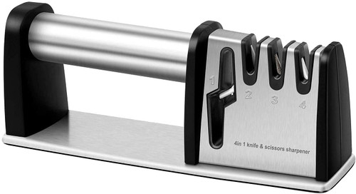 JCHOPE Knife Sharpeners, 4 in 1 Kitchen Blade and Scissors Sharpening Tool, Powerful Professional Chef's Kitchen Knife Accessories, Manual Knife Sharpener JCHOPE Knife Sharpeners, 4 in 1 Kitchen Blade and Scissors Sharpening Tool, Powerful Professional Chef's Kitchen Knife Accessories, Manual Knife Sharpener