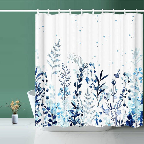 Niidder Shower Curtain, Fabric Shower Curtain Botanical Shower Curtain Blue, Hooks Hotel Shower Curtains for Bathroom with 12 Hooks Waterproof Shower Curtain Liner (72" x 72") Niidder Shower Curtain, Fabric Shower Curtain Botanical Shower Curtain Blue, Hooks Hotel Shower Curtains for Bathroom with 12 Hooks Waterproof Shower Curtain Liner (72" x 72")