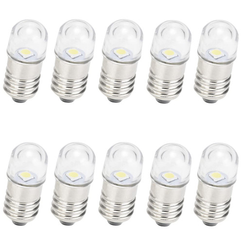 GutReise AC/DC E10 Bulbs, 10pcs 4.5 Volt Cold White E10 Replacement Bulbs Miniature Screw LED Lamps 0.5Watts 65Lm (4.5 Volt, Cold White)