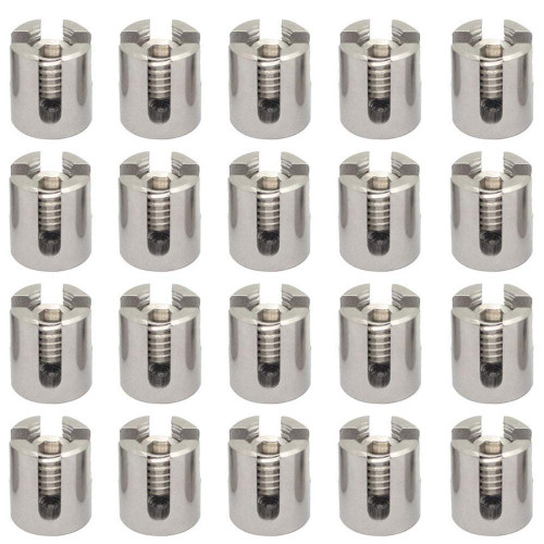 Qinwuwu Stainless Steel Cable Railing Cross Cable Clamps for 1/8" Wire Rope Clips Fitting for Wall Trellis System 20pcs