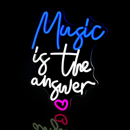 Music Neon Sign, Music is the Answer Neon Signs for Wall Decor Led Neon Signs for Live Music Decor USB Letter Neon Light for Bedroom Home Disco Bar Studio Music Party Decor, Gift for Music Lovers
