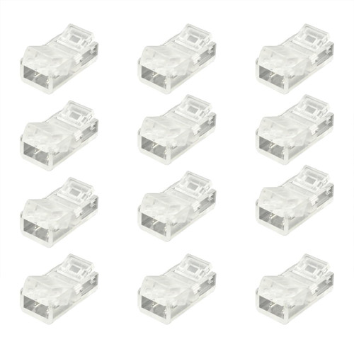 Ruiwaer 12PCS 2-Pin 8mm COB LED Strip to Wire Connector Unwired Clips Solderless Adapter Terminal Extension Connection RGB LED Light Strip Connectors Transparent Led Strips
