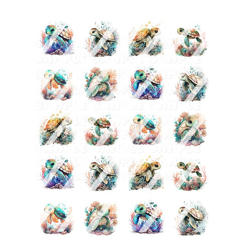 Colorful Sea Turtles Beach Nail Art Decals - Waterslide Decals - Design #ST107 Colorful Sea Turtles Beach Nail Art Decals - Waterslide Decals - Design #ST107