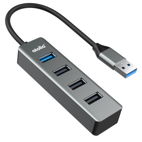 USB 3.0 Hub, atolla Aluminum 4-in-1 USB Splitter with 1 USB 3.0 Port and 3 USB 2.0 Ports for Windows 10, 8, 7, Vista, XP, Mac OS X, Linux and More