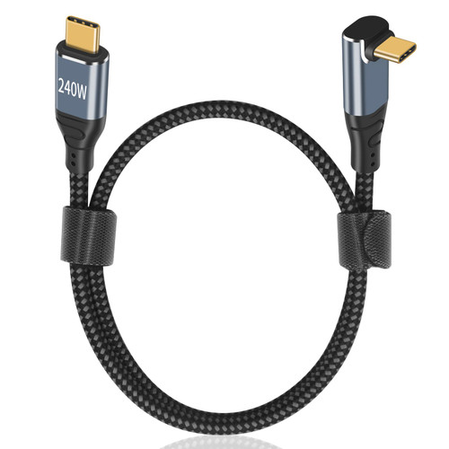 Poyiccot USB C 90 Degree Cable 1.5ft, 90 Degree USB C Cable Short, 240W USB C Cable PD 3.1 Type C to Type C Cable Fast Charging Up & Down Angle USB C Cable for Samsung iPad Pro Air MacBook