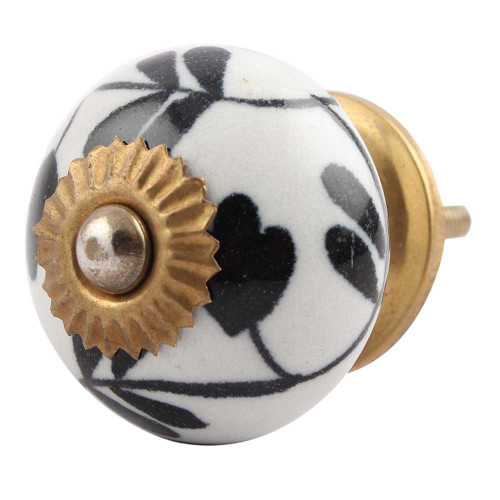 Indian Shelf 2 Pieces Modern Drawer Knobs | Leaf Flower Knob for Dresser | Cupboard Knobs and Pulls Black | Bedroom Dresser Drawer Pulls Ceramic | Door Knobs Vintage | Cabinet Knobs Modern