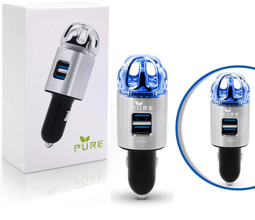 Car Air Purifier Premium Air Ionizer & Car Charger Accessory w/ Dual USB Ports - Quick Charge 3.0 - Eliminate Allergens Bad Odor Pet Smell Smoke Pollen Mold Bacteria Viruses PM2.5 & VOCs Deodorizer (Silver) Car Air Purifier Premium Air Ionizer & Car Charger Accessory w/ Dual USB Ports - Quick Charge 3.0 - Eliminate Allergens Bad Odor Pet Smell Smoke Pollen Mold Bacteria Viruses PM2.5 & VOCs Deodorizer (Silver)