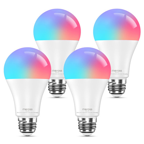 meross Smart Light Bulb, Smart Wi-Fi LED Bulbs Compatible with Alexa and SmartThings, Dimmable E26 Multicolor 2700K-6500K RGBWW, 810 Lumens 60W Equivalent, No Hub Required