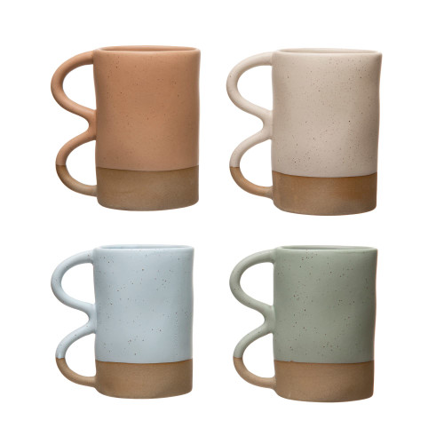 Creative Co-Op Stoneware, Set of 4 Styles Mug, Multicolored