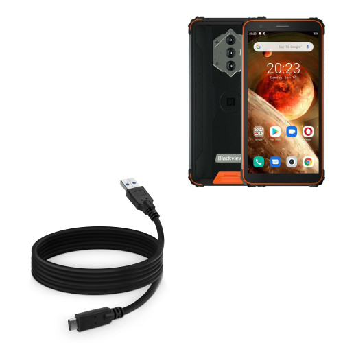 BoxWave Cable Compatible with Blackview BV6600 - DirectSync - USB 3.0 A to USB 3.1 Type C, USB C Charge and Sync Cable for Blackview BV6600-6ft - Black