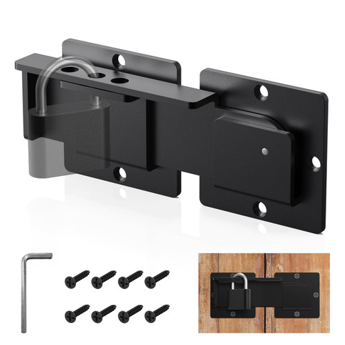 7.5" Flip Gate Latch with Padlock Hole, 4mm Adjustable Gate Latch for Wooden Fence, Heavy Duty Flip Latch Door Lock for Sliding and Swing Open Door, Outdoor Gate, Barn Door, Shed, Double Gate, Yard