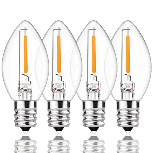 Abeja C7 LED Replacement Bulbs, 0.6W Clear Glass LED Bulbs Energy-Saving Bulbs E12 Screw Base LED Night Light Bulbs for Christmas Outdoor String Lights Electric Window Candles, Warm White (25 Pack) Abeja C7 LED Replacement Bulbs, 0.6W Clear Glass LED Bulbs Energy-Saving Bulbs E12 Screw Base LED Night Light Bulbs for Christmas Outdoor String Lights Electric Window Candles, Warm White (25 Pack)